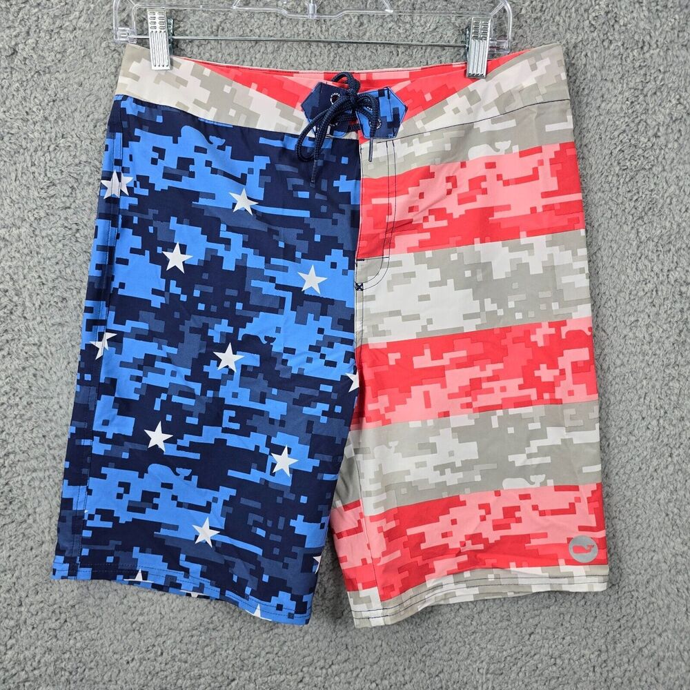 Vineyard Vines Boys Red Blue USA Flag Swimwear Swim Trunks Size XL